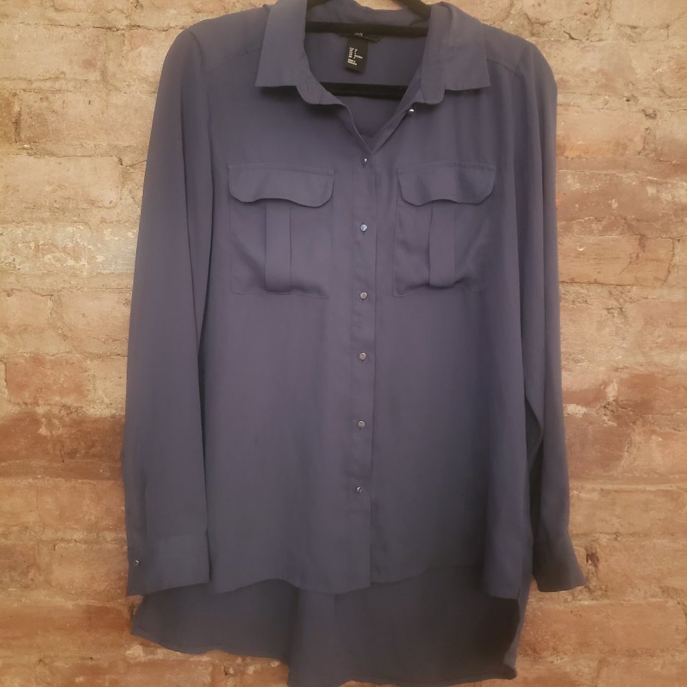 Blue gray button down perfect for fall